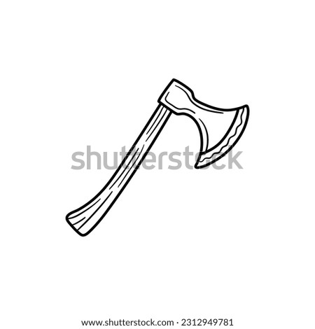  axe editable doodle hand drawn icon. An axe for camping, hiking, local tourism illustration