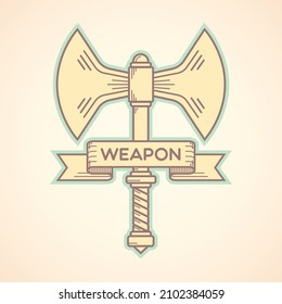 Axe emblem with simple line art style ,suitable for sport club emblem or for t shirt design element