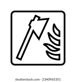 axe emergency safety line icon vector. axe emergency safety sign. isolated contour symbol black illustration