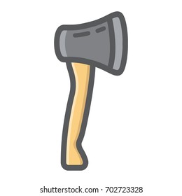 Axe filled outline icon, build and repair, tool sign vector graphics, a colorful line pattern on a white background, eps 10.