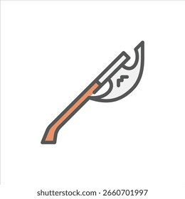 Axe filled outline icon. heavy weapon color line illustration.