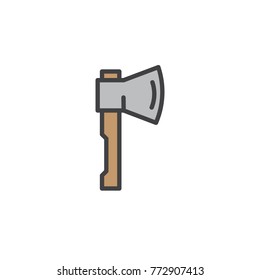 Axe filled outline icon, line vector sign, linear colorful pictogram isolated on white. Cleaver ax symbol, logo illustration. Pixel perfect vector graphics