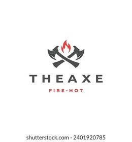 Axe fire logo icon design template flat vector