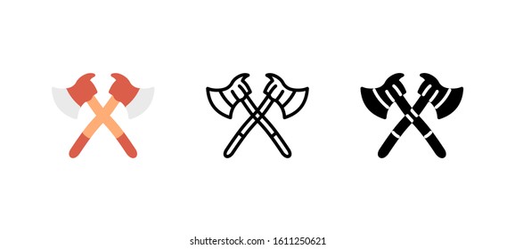 Axe firefighter icon. Service flat, silhouette, line vector illustration on white background