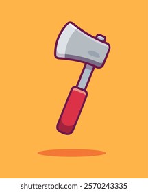 Axe Floating Cartoon Icon Illustration, Weapon Object Icon Concept Isolated.