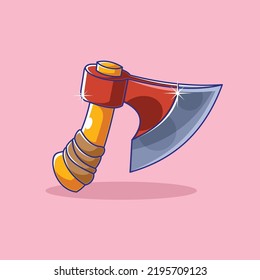 Axe floating cartoon style vector icon illustration