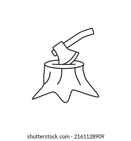 Axe forest icon line style icon, style isolated on white background