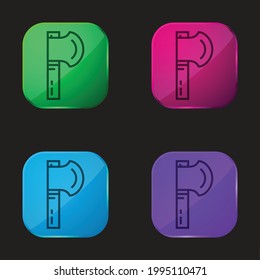 Axe four color glass button icon