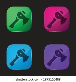 Axe four color glass button icon