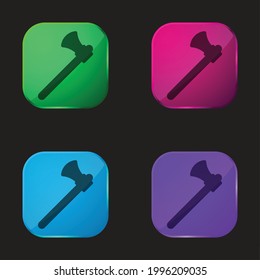 Axe four color glass button icon