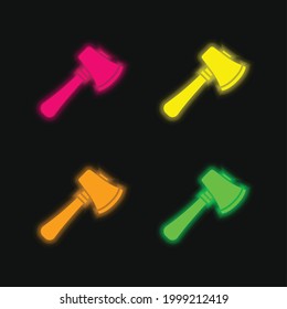 Axe four color glowing neon vector icon