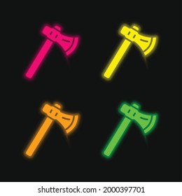 Ax Vier Farben leuchtende Neonvektorsymbol