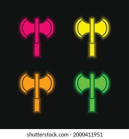 Ax Vier Farben leuchtende Neonvektorsymbol