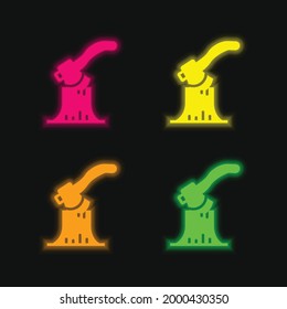 Axe four color glowing neon vector icon