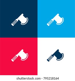 Axe four color material and minimal icon logo set in red and blue
