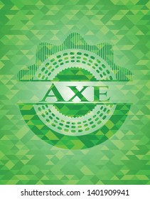 Axe green mosaic emblem. Vector Illustration. Detailed.