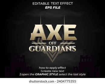 efecto de texto ax guardian, fuente editable, tipografía, texto 3d para juego de insignias, fantasía medieval y juegos rpg. plantilla de vector