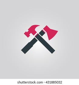 axe and hammer icon. axe and hammer vector. axe and hammer sign