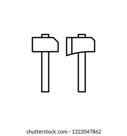 Axe, Hammer line vector design of construction, presentation template for website banner and landing page header, timeline, infographics - Vector