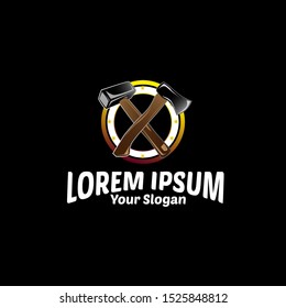 axe and hammer logo icon for construction, repair, and equipment service company