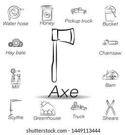 axe hand draw icon. Element of farming illustration icons. Signs and symbols can be used for web, logo, mobile app, UI, UX