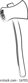 axe hand drawing black contour vector illustration