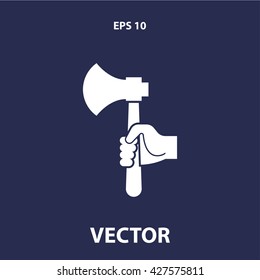 axe in hand icon. axe in hand vector illustration
