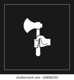 axe in hand icon. axe in hand vector illustration