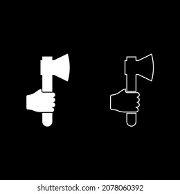 Ax en icono mano color blanco ilustración vectorial estilo plano conjunto de imágenes simple