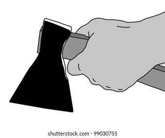 hacha en mano sobre fondo blanco, ilustración vectorial
