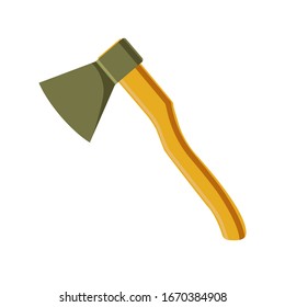 Axe - a hand tool for working with wood. Instrument in flat style isolated on a white background. Equipment for carpentry work vector illustration