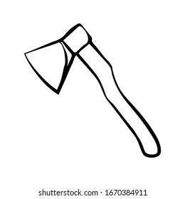 Axe - a hand tool for working with wood. Instrument in doodle style isolated on a white background. Equipment for carpentry work vector illustration