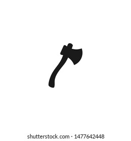 Axe, Hatchet, Cutter Black Silhouette. Building, Repair Tool.  Rustic Weapon. Vector Illustration Isolated On White