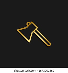 icono de hacha, dorado hatchet. Ilustración vectorial de fondo oscuro dorado