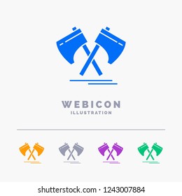Axe, hatchet, tool, cutter, viking 5 Color Glyph Web Icon Template isolated on white. Vector illustration