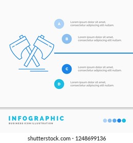 Axe, hatchet, tool, cutter, viking Infographics Template for Website and Presentation. Line Blue icon infographic style vector illustration
