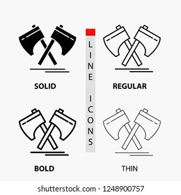 Axe, hatchet, tool, cutter, viking Icon in Thin, Regular, Bold Line and Glyph Style. Vector illustration