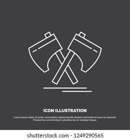 Axe, hatchet, tool, cutter, viking Icon. Line vector symbol for UI and UX, website or mobile application