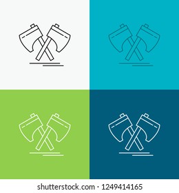 Axe, hatchet, tool, cutter, viking Icon Over Various Background. Line style design, designed for web and app. Eps 10 vector illustration