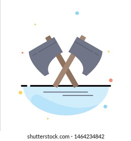 Axe, hatchet, tool, cutter, viking Flat Color Icon Vector. Vector Icon Template background