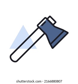 Axe or hatchet vector icon. Camping and Hiking sign. Graph symbol for travel and tourism web site and apps design, logo, app, UI