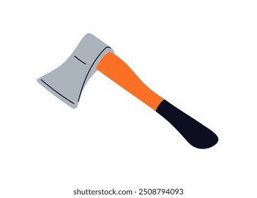 Axe, hatchet, work tool icon. Ax, sharp metal blade and handle. Camping equipment, lumberjack gear. Flat graphic vector illustration isolated on white background