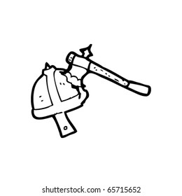axe in helmet cartoon