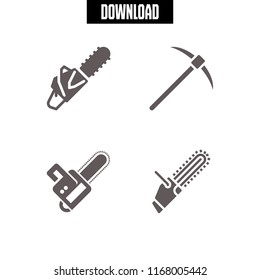 axe icon. 4 axe vector set. pickaxe and chainsaw icons for web and design about axe theme