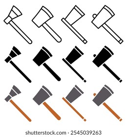 Axe icon in black and colored versions.