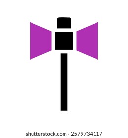 Axe icon in black and purple simple design style