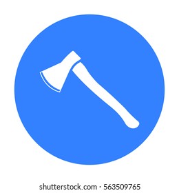 Axe icon black. Single weapon icon from the big ammunition, arms set.