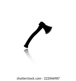 Axe icon - black vector illustration with reflection