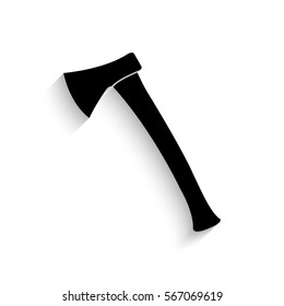 Axe icon - black vector illustration with  shadow