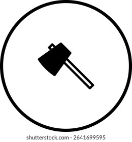 Axe icon in black and white, isolated on white background, simple vector style